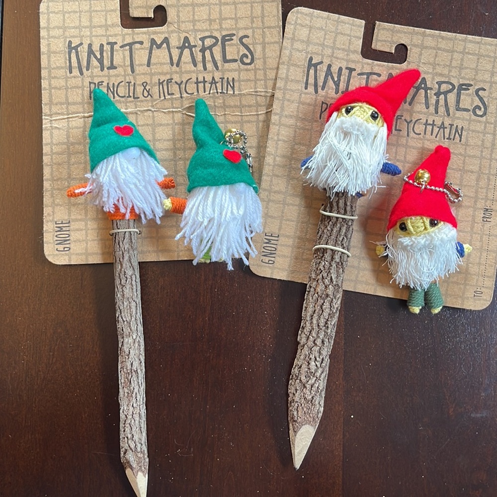 Knitmares Gnome Pencil & Keychain Sets